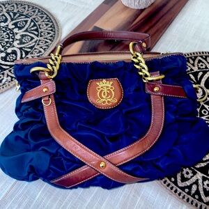 Vintage Juicy couture ruched canvas and leather hand bag Y2K bag